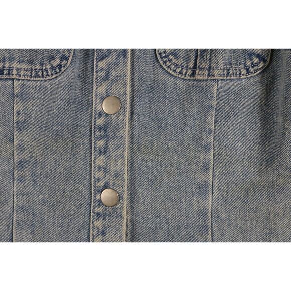 Newport New Jeanology Jean Dress Womens 6 Denim Snap Button Vtg Hong Kong Y2K - Picture 7 of 8